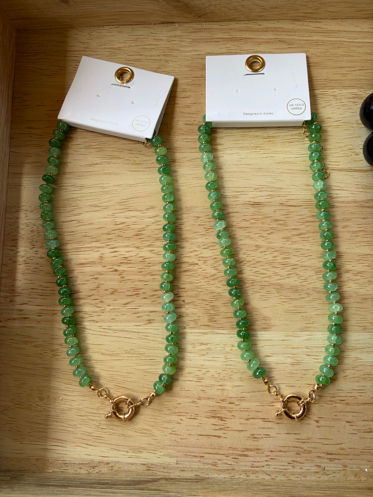 Marble Bead Necklace--Green