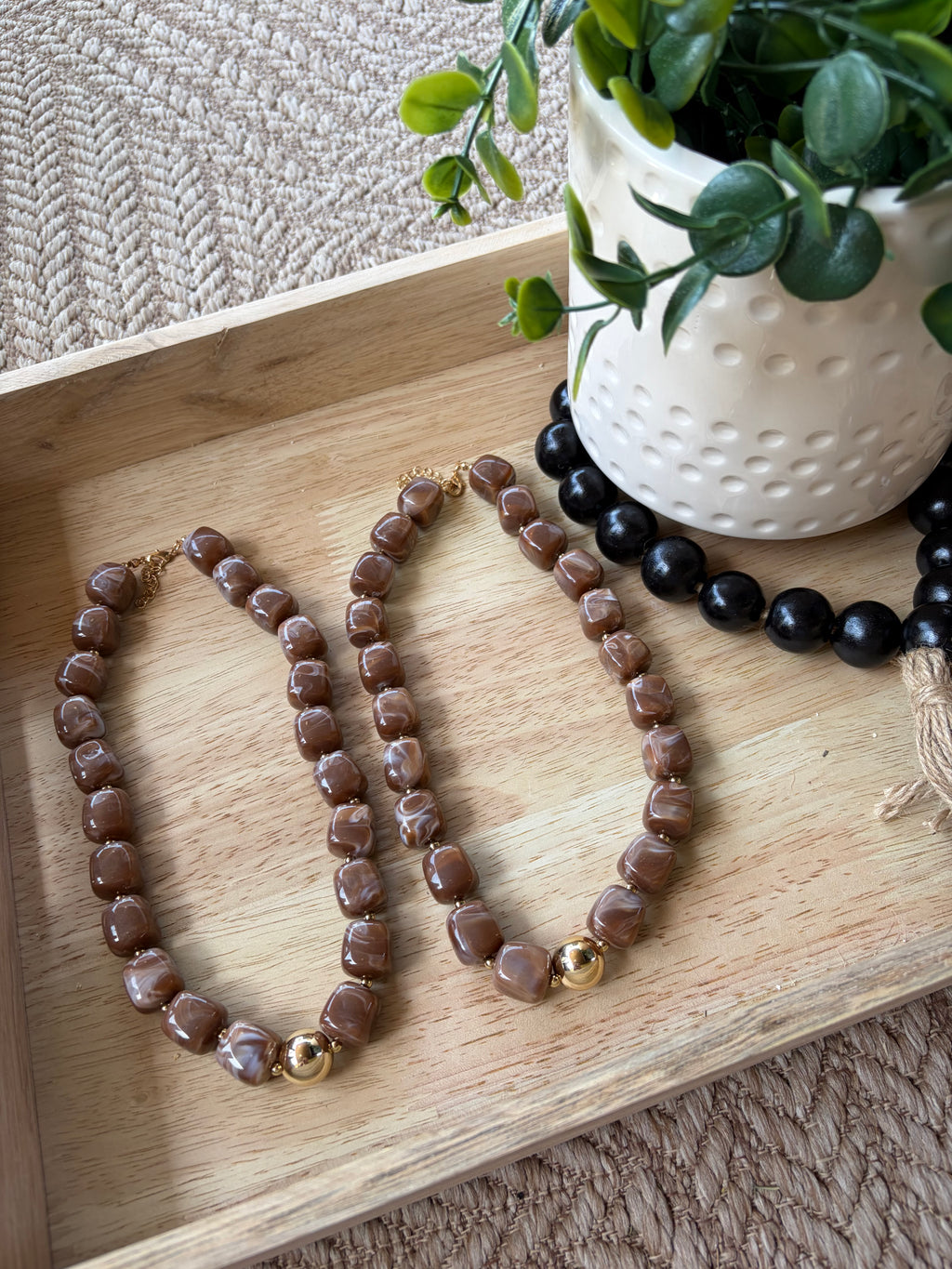 Chunky Necklace--Brown