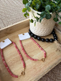 Marble Bead Necklace--Pink
